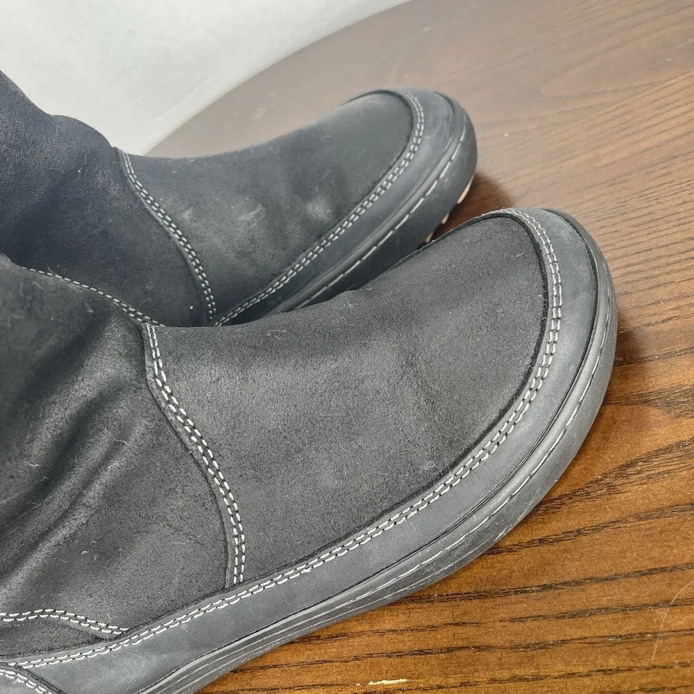 Birkenstock Woodbury Boots Women's 37/ 6 Black Suede Shearling Lined Buckle Warm - Picture 14 of 16